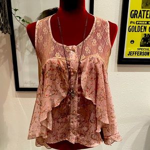 Cecico bottom up floral see through top size small